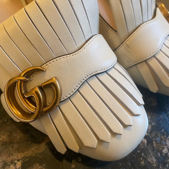 Leather mid-heel pump ivory 7.5 - Picture 6 of 9